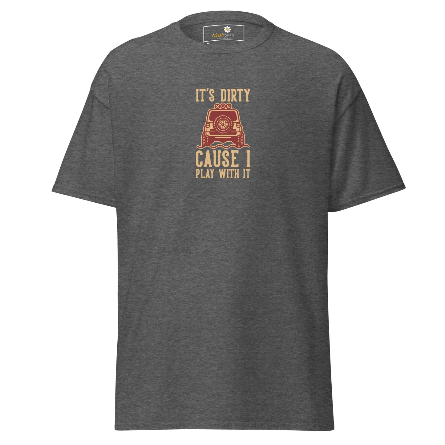 Gray t-shirt.