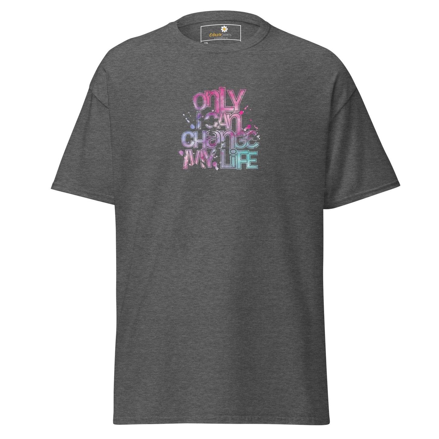 Gray T-shirt with colorful text from T-SHIRT DESIGN TEE for Men and Women in 2XL-5XL