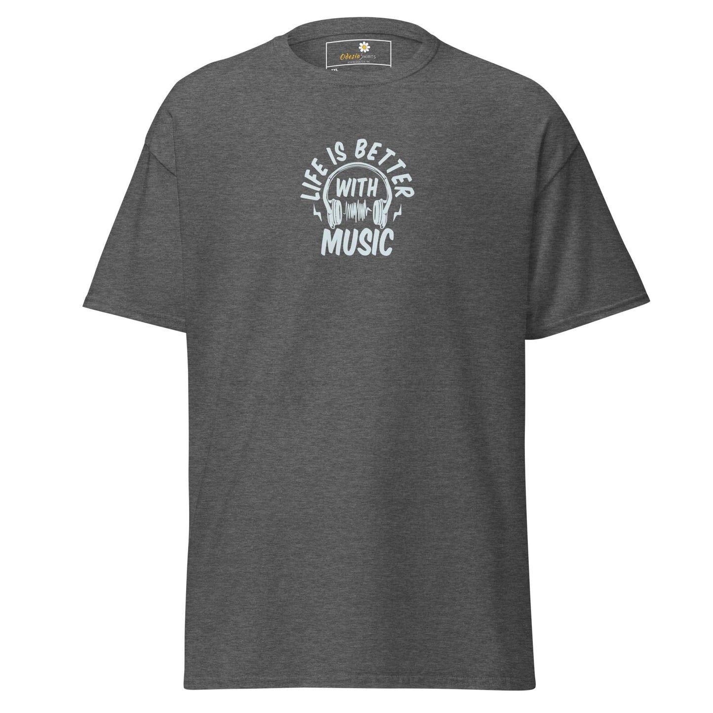 Gray T-shirt with music graphic for Men and Women in 2XL to 5XL sizes