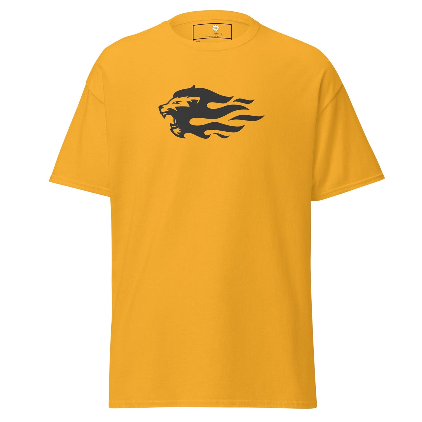 Yellow T-shirt with a lion graphic available in Men’s and Women’s sizes 2XL to 5XL