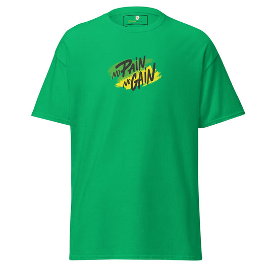 Green T-shirt with No Pain No Gain graphic in Men/Women T-Shirt Design Tee collection