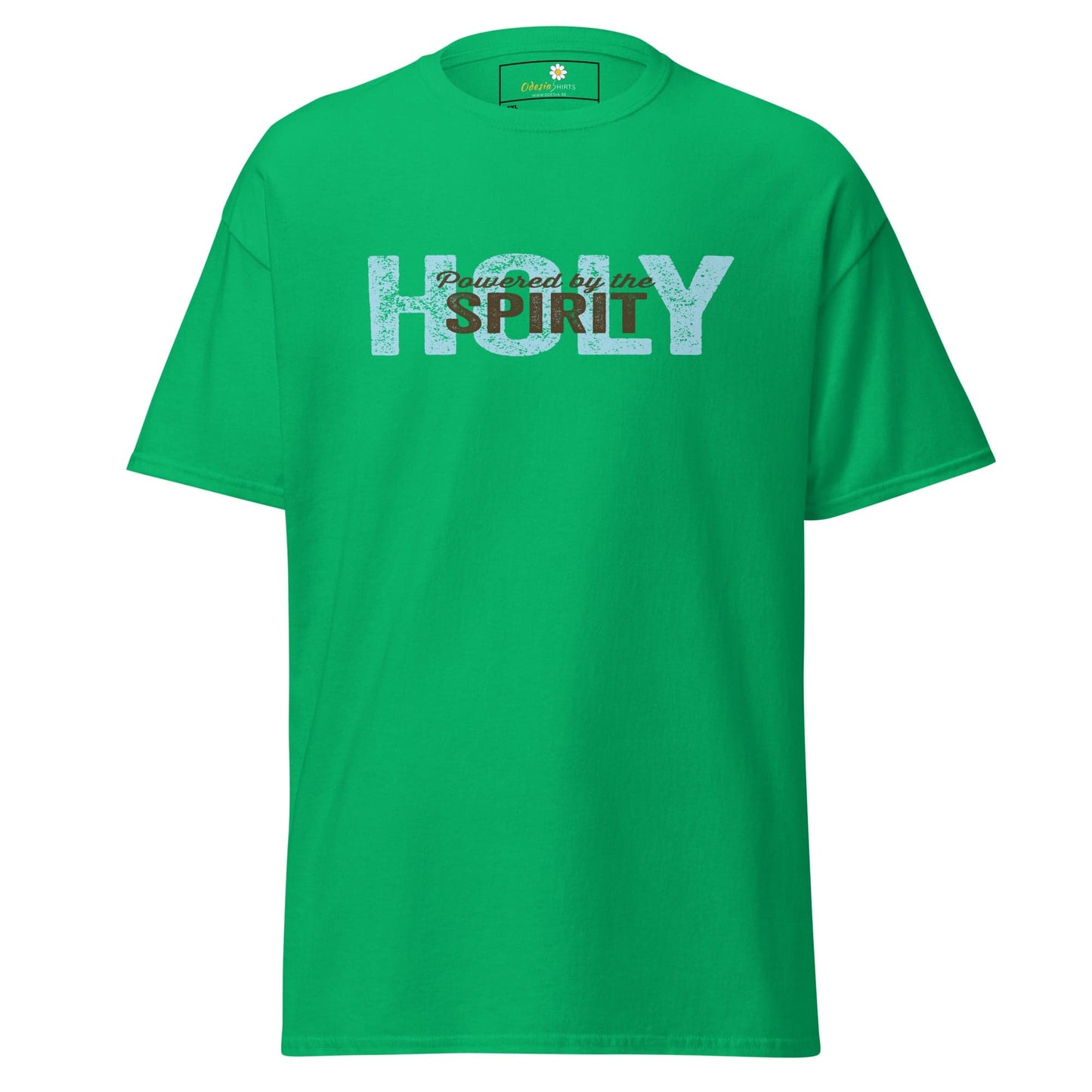 Green T-shirt with Holy Spirit text, available in Men and Women sizes 2XL to 5XL