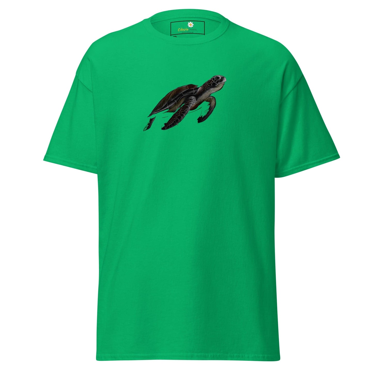 Green T-shirt with turtle graphic from T-shirt Design Tee for Men and Women in 2XL to 5XL