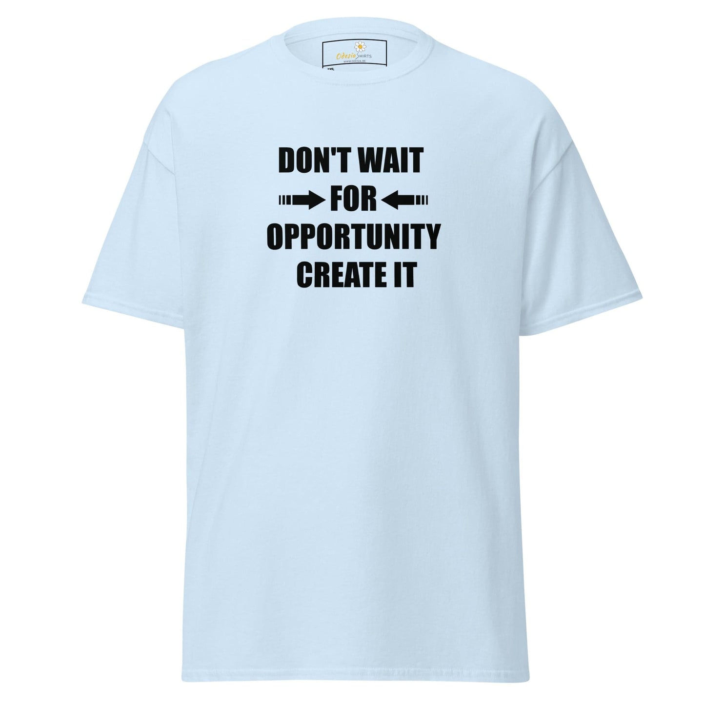 Light blue motivational T-shirt for men and women in 2XL to 5XL sizes