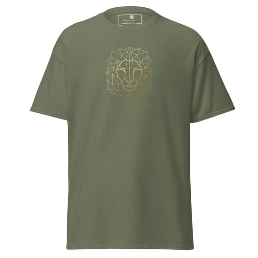 Olive green T-Shirt with geometric lion design for men and women in 2XL to 5XL