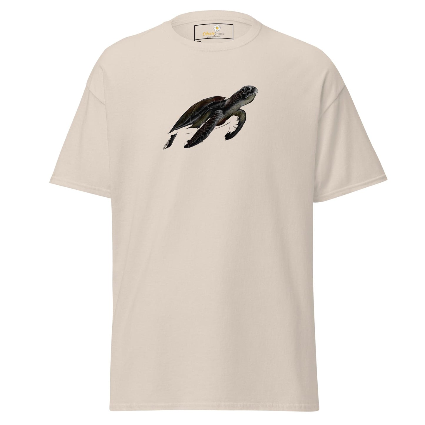 Beige T-shirt with turtle graphic from T-SHIRT DESIGN TEE for Men and Women in 2XL to 5XL size