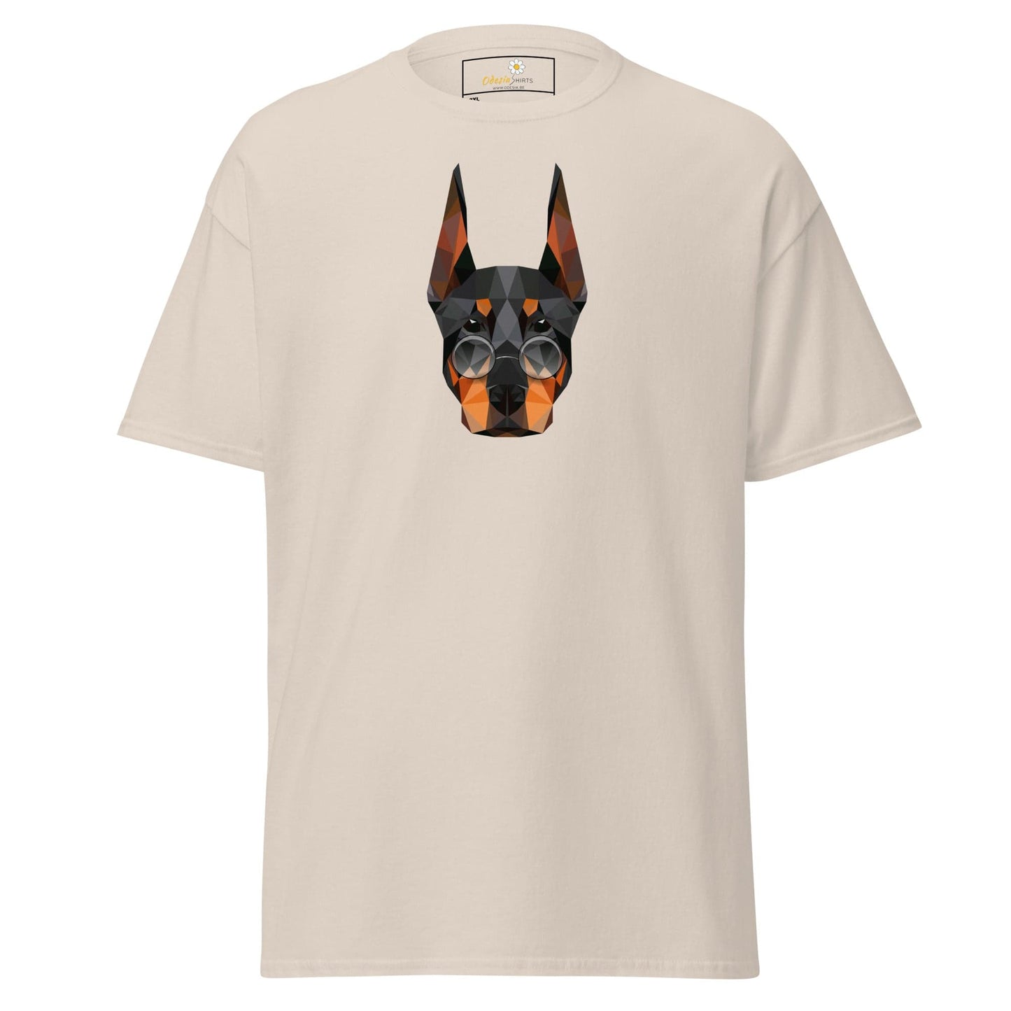 Beige T-shirt with geometric dog design from T-SHIRT DESIGN TEE for Men and Women