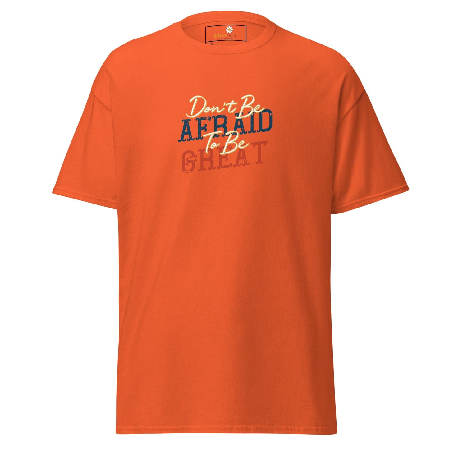 Orange T-shirt with motivational text from T-SHIRT DESIGN TEE for Men and Women in 2XL to 5XL
