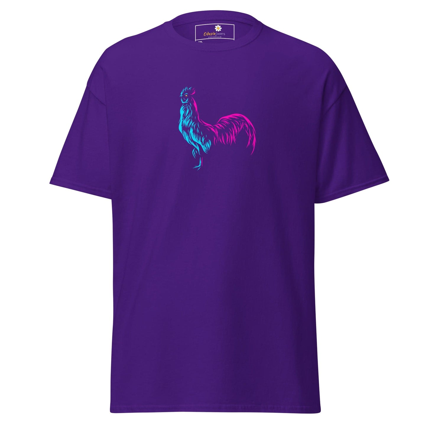 Purple T-shirt with rooster design from T-SHIRT DESIGN TEE for Men and Women in 2XL to 5XL sizes
