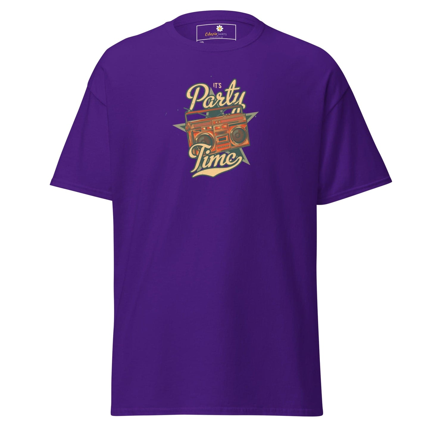 Purple T-shirt with boombox graphic from T-SHIRT DESIGN TEE for Men and Women, 2XL to 5XL