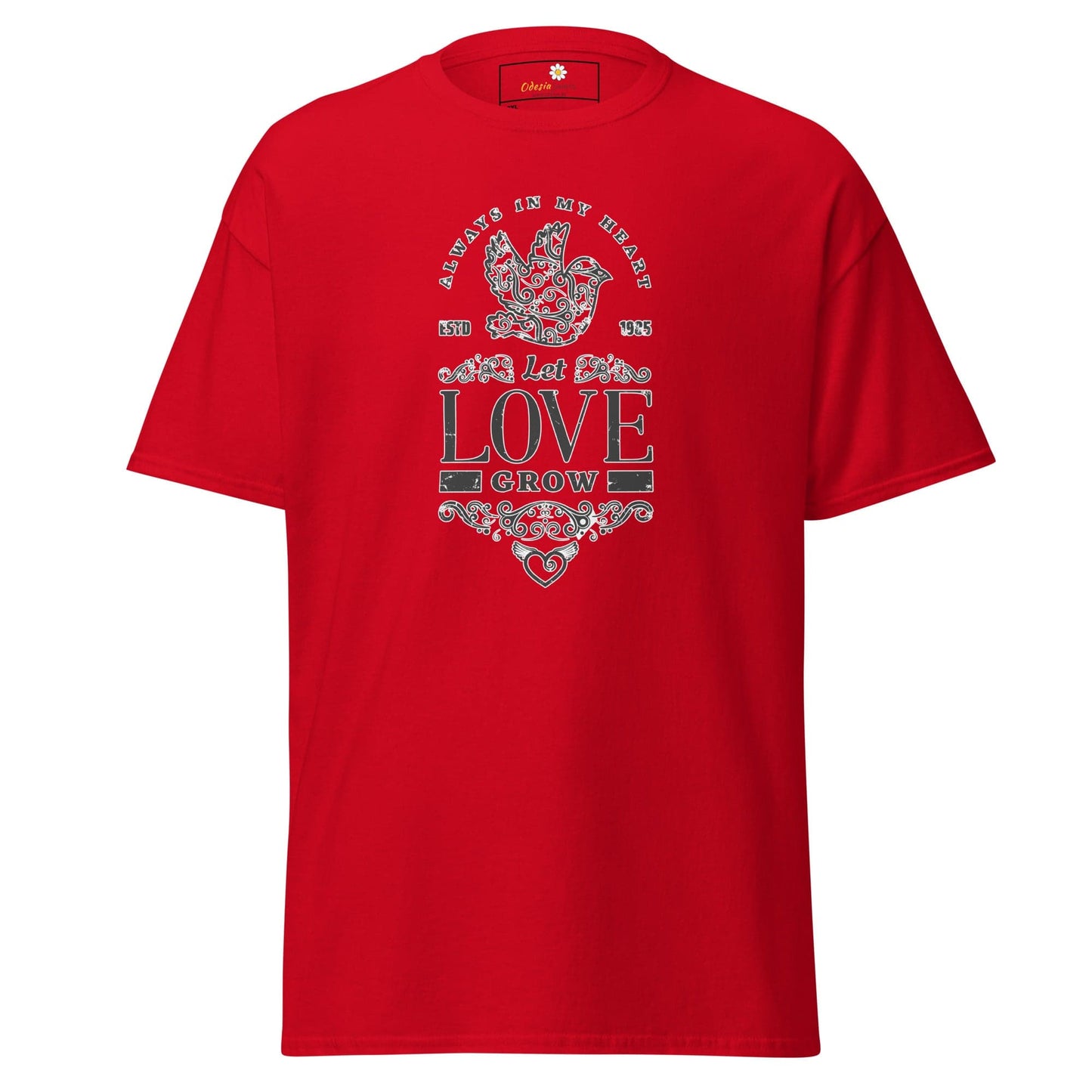 Red T-shirt with love graphic from T-SHIRT DESIGN TEE for Men and Women in 2XL to 5XL