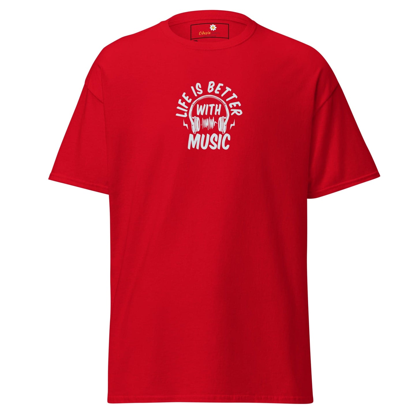 Red T-shirt with music graphic for Men and Women available in 2XL to 5XL sizes