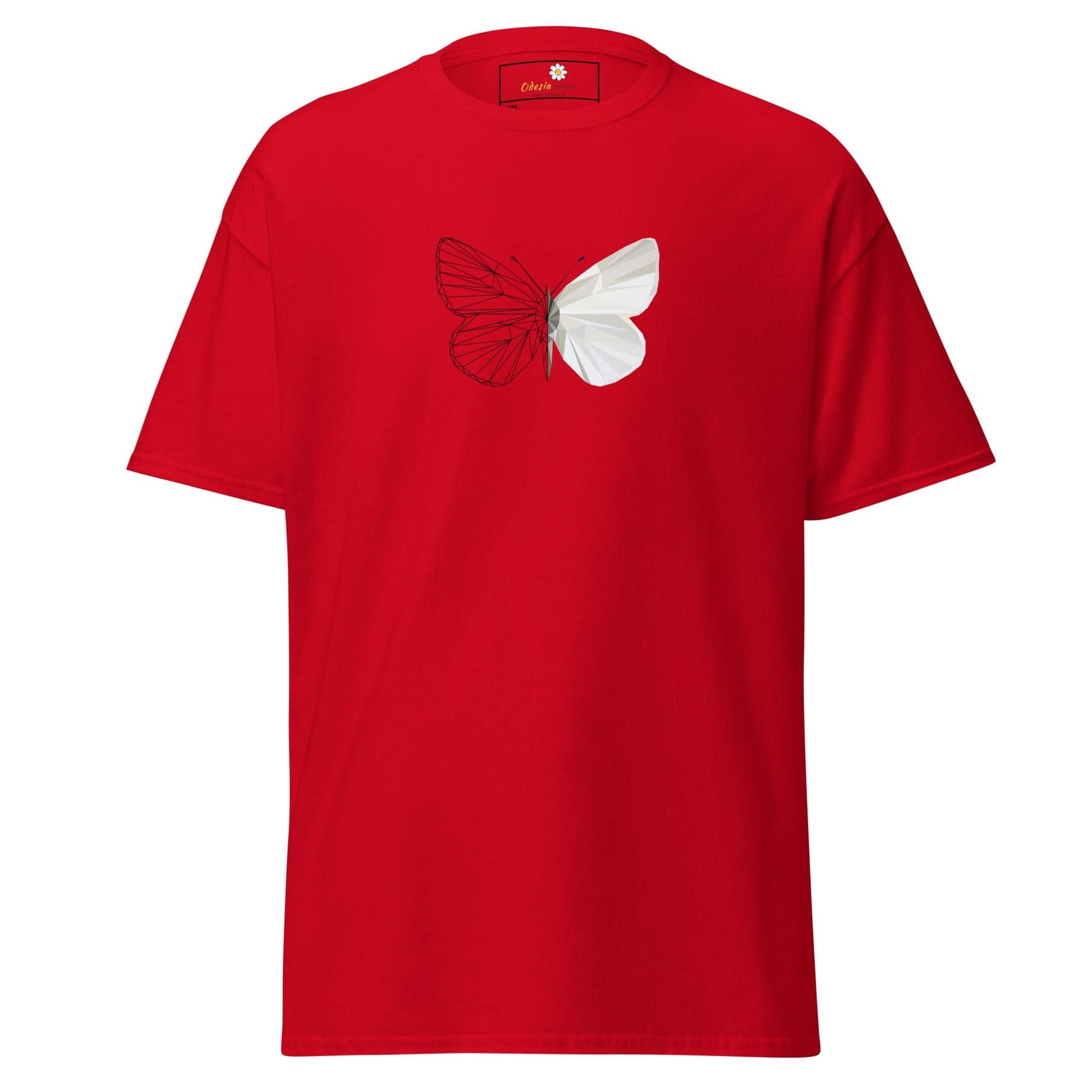 Red T-shirt with butterfly graphic from T-SHIRT DESIGN TEE for Men and Women, 2XL to 5XL