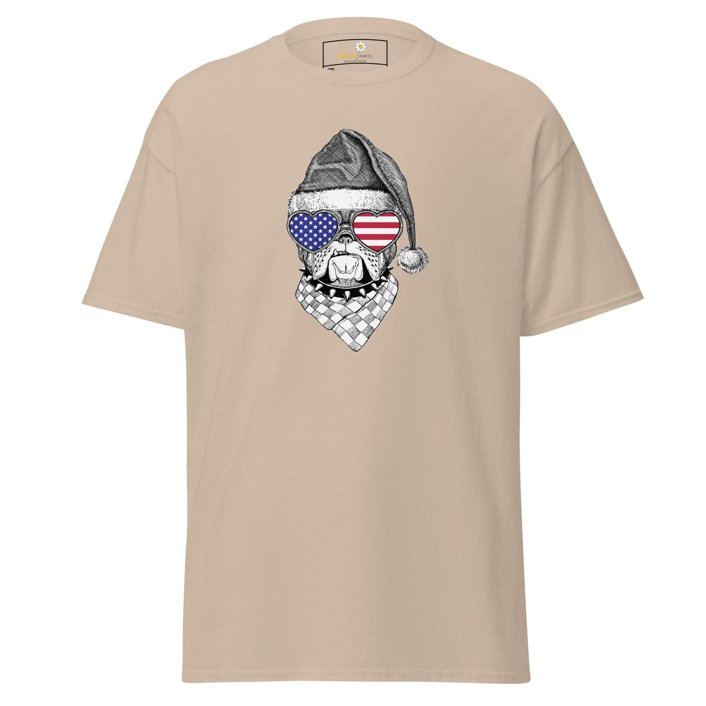 Beige T-shirt with dog graphic from T-SHIRT DESIGN TEE for Men and Women in 2XL to 5XL