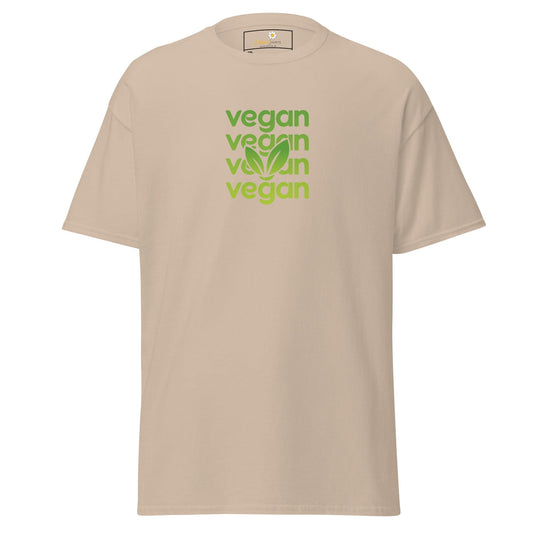 Beige vegan text T-shirt for men and women available in 2XL to 5XL sizes