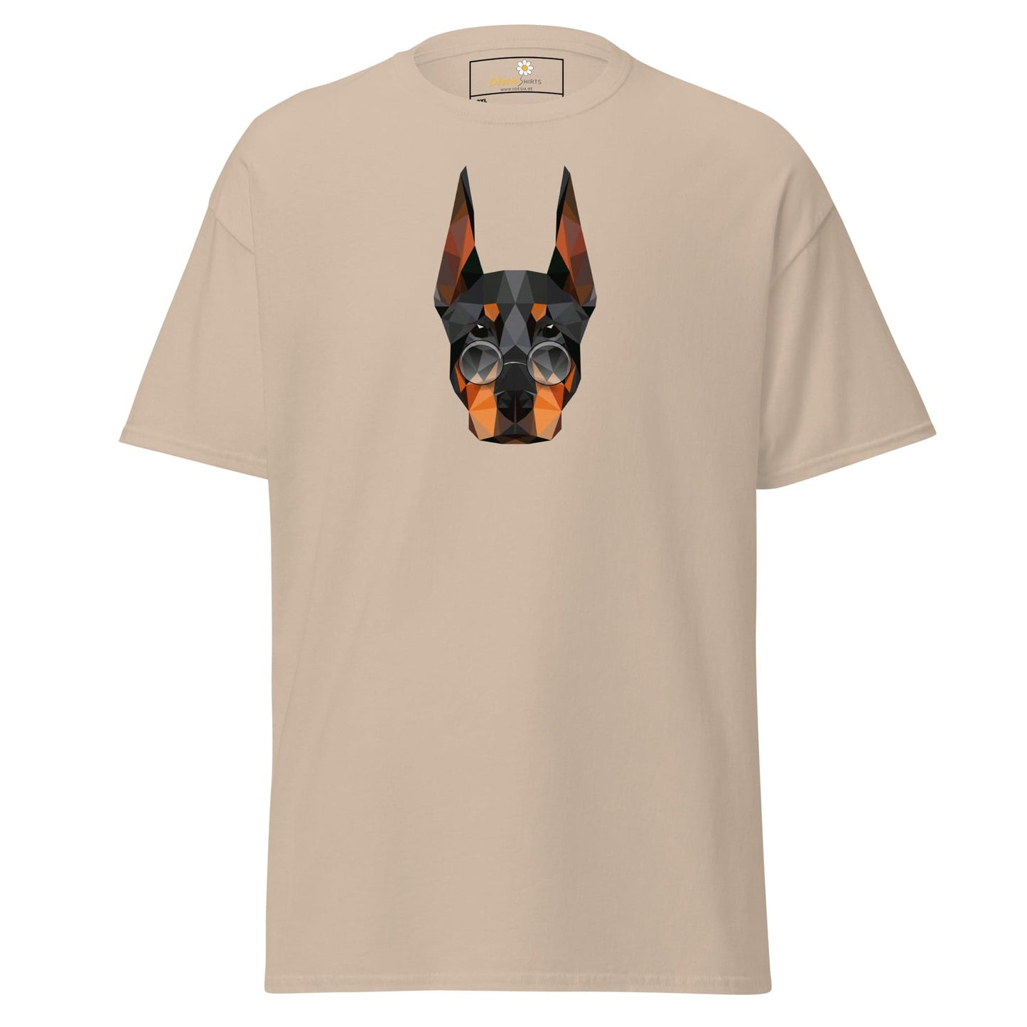 Beige T-shirt with geometric dog design for Men and Women, available in 2XL to 5XL