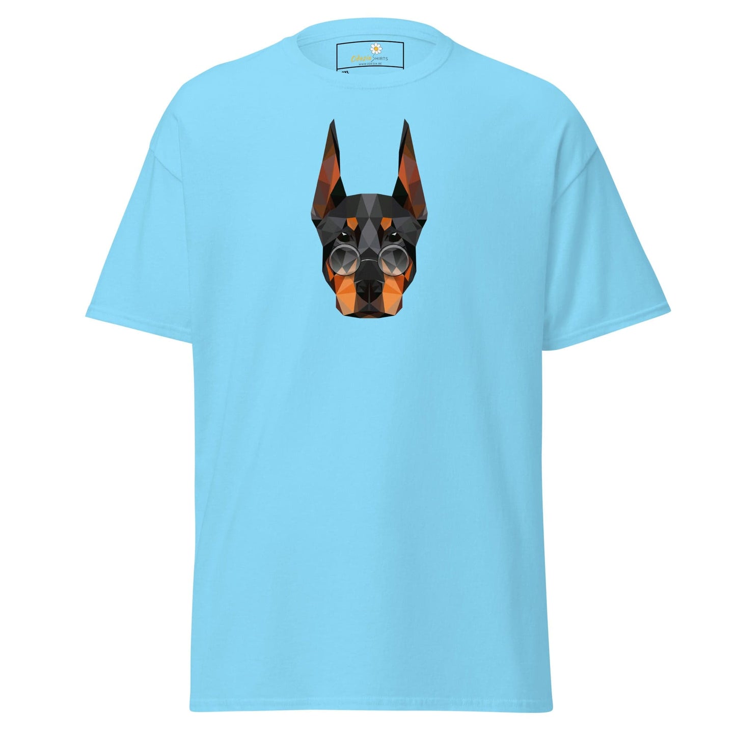 Light blue T-shirt with dog graphic for men and women in 2XL to 5XL sizes